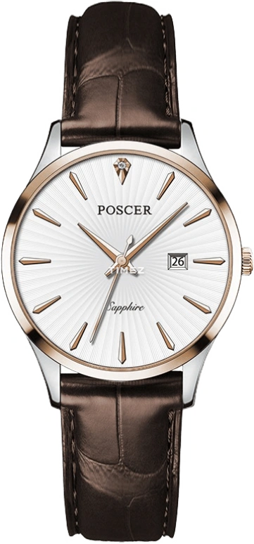 POSCER,classics 30mm,30mm,Stainless Steel,Silver White,Quartz,Day,Sapphire,Glass,P,P.8282L.RFW