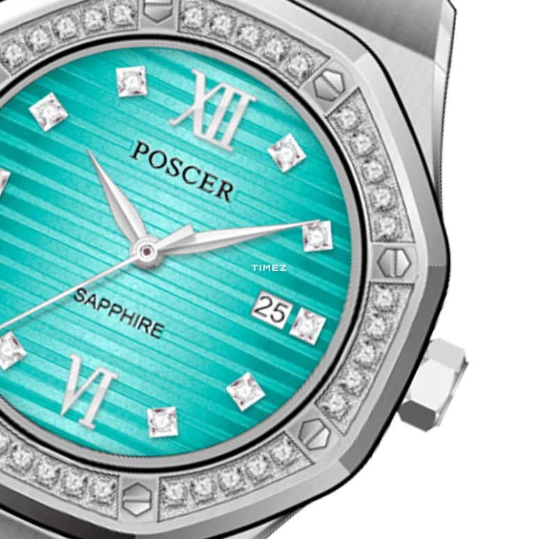 POSCER,Yayun 29mm,29mm,Stainless Steel,Sky Blue,Quartz,Day,Sapphire,Glass,P,P.8315L.WWU