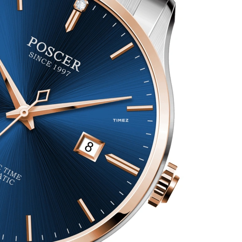 POSCER,classics 41.50mm,41.50mm,Stainless Steel,Blue,Automatic,Day,Sapphire,Glass,P,P.6203M.RRU