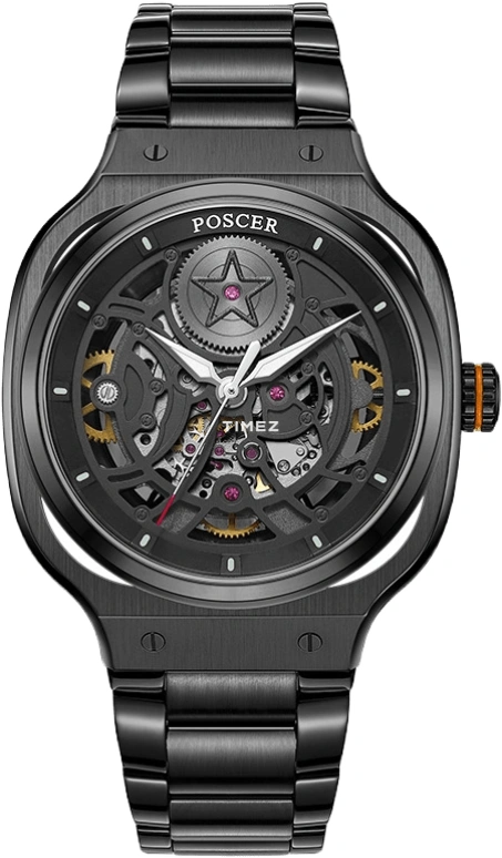 POSCER,Ptime 41mm,41mm,Stainless Steel,Black,Skeleton,Automatic,Sapphire,Glass,Other,P,P.6220M.BBB