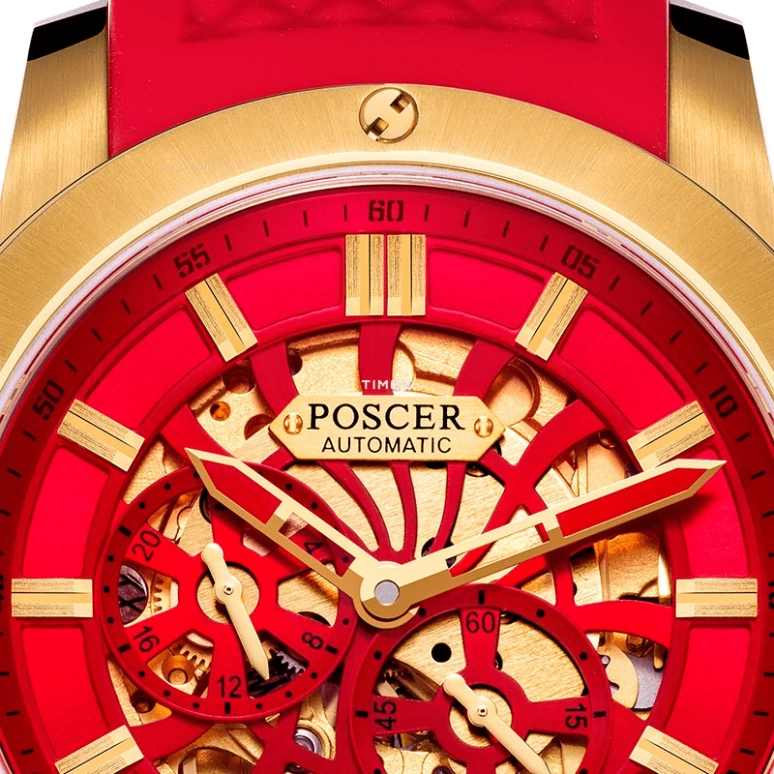 POSCER,Coorong 41.80mm,41.80mm,Stainless Steel,Skeleton,Red,Automatic,Chronograph,Sapphire,Glass,P,P.6088M.GEE