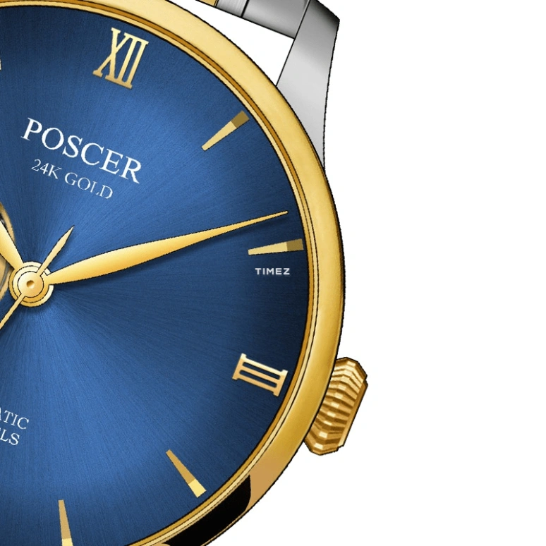 POSCER,Gentleman 40.50mm,40.50mm,Stainless Steel,Blue,Automatic,Sapphire,Glass,Round,P,P.6185MK.VVU
