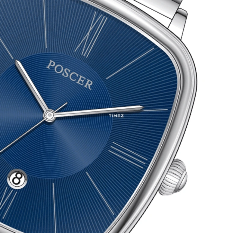 POSCER,Simple love 26.50x25mm,26.50x25mm,Stainless Steel,Blue,Quartz,Day,Sapphire,Glass,P,P.8275L.WWU