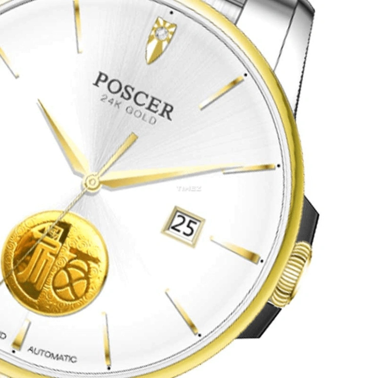 POSCER,Simple love 31.50mm,31.50mm,Stainless Steel,Silver,Automatic,Day,Sapphire,Glass,P,P.6163MK.VVWD