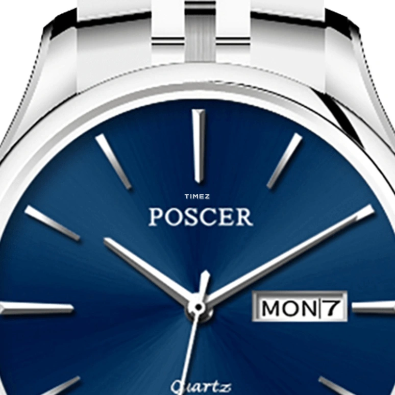 POSCER,classics 29.50mm,29.50mm,Stainless Steel,Blue,Quartz,Date,Day,P,P.8289L.WWU