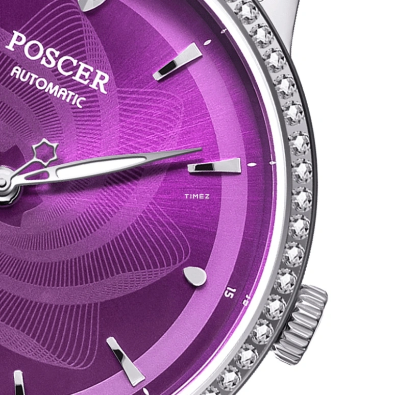 POSCER,Only 32mm,32mm,Stainless Steel,Purple,Automatic,Sapphire,Glass,Round,P,P.6157L.WZZ