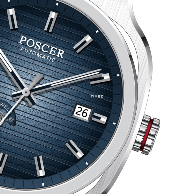 POSCER,Ptime 41mm,41mm,Stainless Steel,Blue,Automatic,Day,Sapphire,Glass,P,P.6225M.WWU