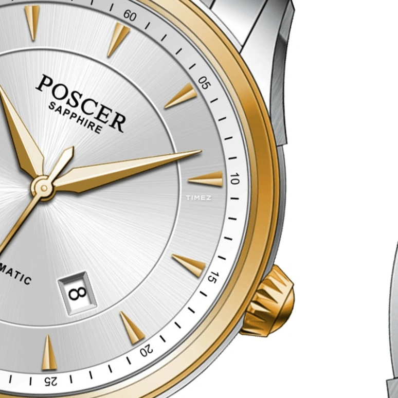POSCER,Bereente 30.10mm,30.10mm,Stainless Steel,Silver,Automatic,Day,Sapphire,Glass,P,P.6148L.VVW