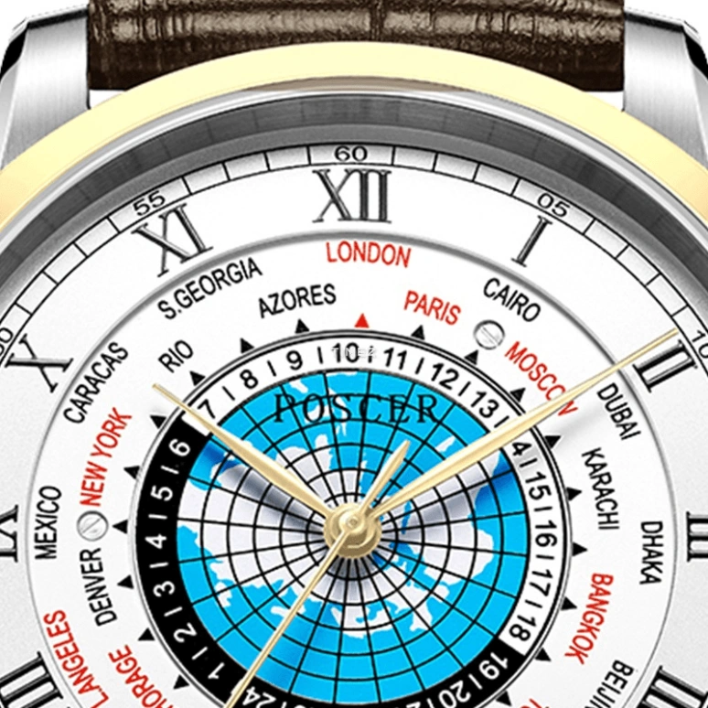 POSCER,Sun moon and stars 41.50mm,41.50mm,Stainless Steel,Silver White,World Time,Sapphire,Glass,Round,P,P.6112M.VFW