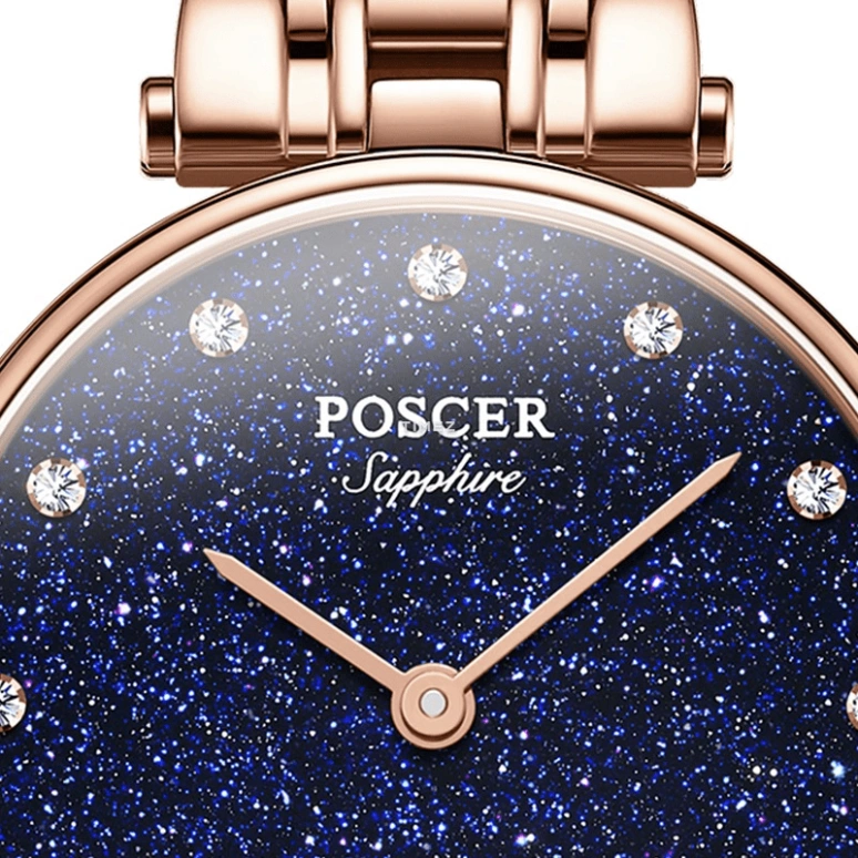 POSCER,Simple love 28.80mm,28.80mm,Stainless Steel,Blue,Quartz,Day,Sapphire,Glass,P,P.8295L.RRU