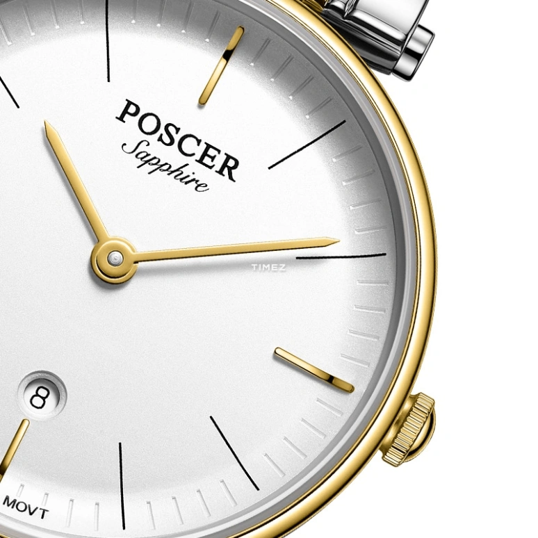 POSCER,Simple love 28.80mm,28.80mm,Stainless Steel,White,Quartz,Day,Sapphire,Glass,P,P.8278L.VVW