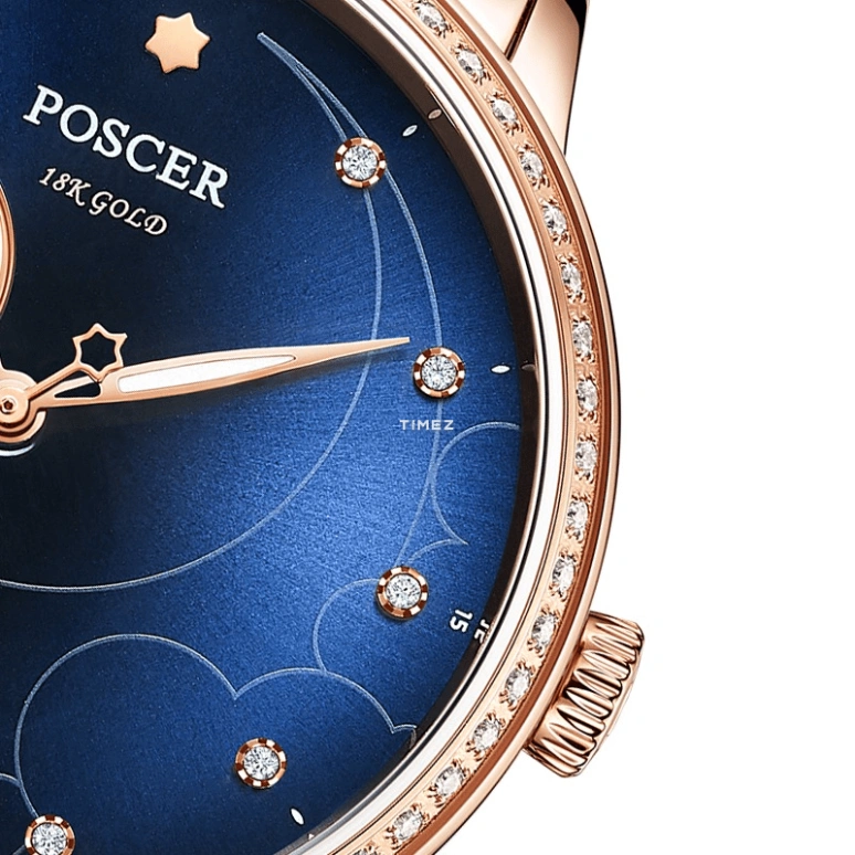 POSCER,Only 32mm,32mm,Stainless Steel,Blue,Automatic,Sapphire,Glass,Round,P,P.6158LK..RRUD