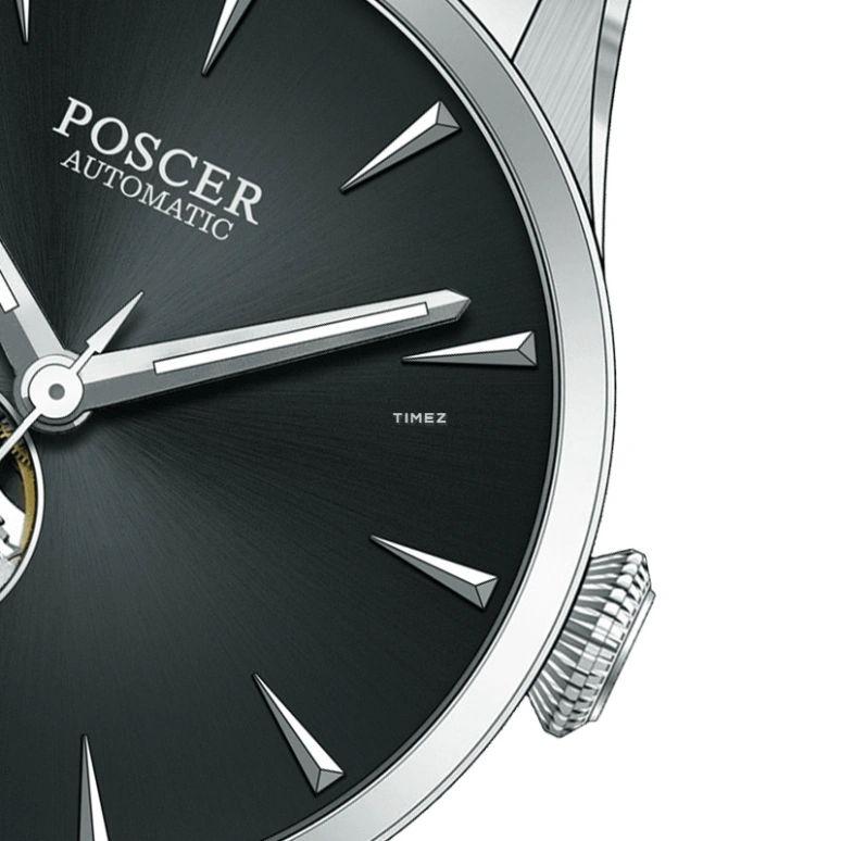 POSCER,classics 42mm,42mm,Stainless Steel,Black,Automatic,Sapphire,Glass,Tonneau,P,P.6150M.WWB