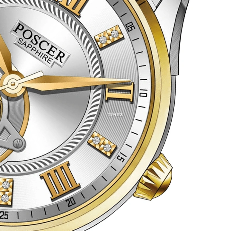 POSCER,Bereente 41mm,41mm,Stainless Steel,Silver,Automatic,Sapphire,Glass,Round,P,P.6085M.VVW