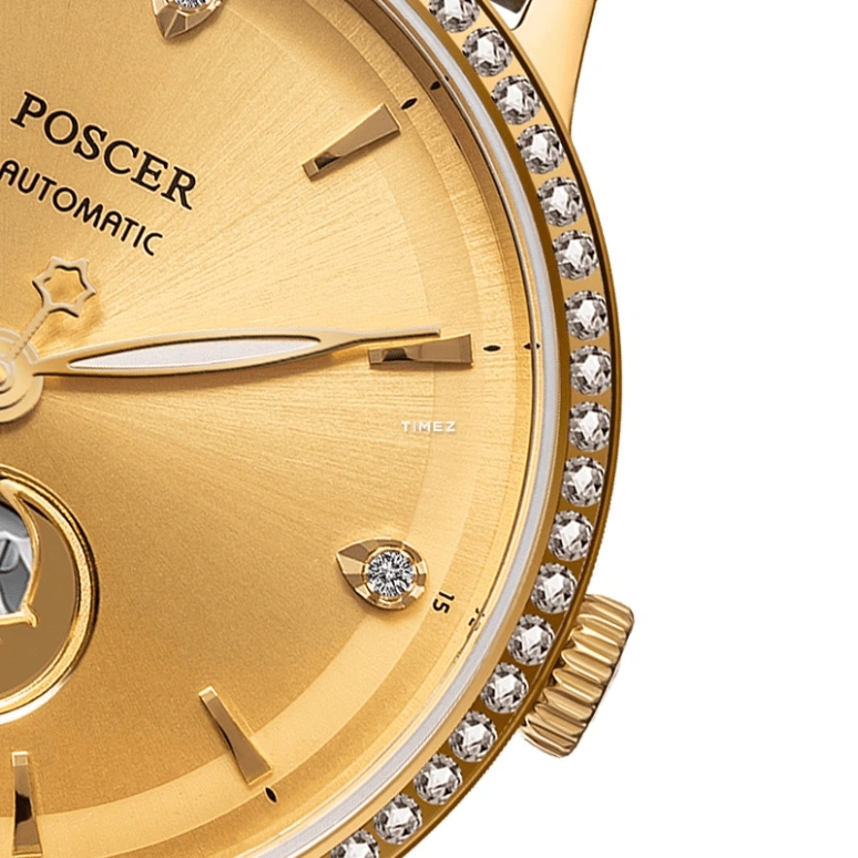 POSCER,Only 32mm,32mm,Stainless Steel,Gold,Automatic,Sapphire,Glass,Round,P,P.6161LK.GEGD