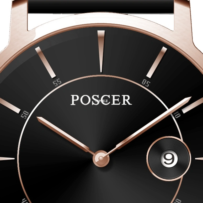 POSCER,To Youth 29.20mm,29.20mm,Stainless Steel,Black,Quartz,Day,Sapphire,Glass,P,P.8293L.RBB