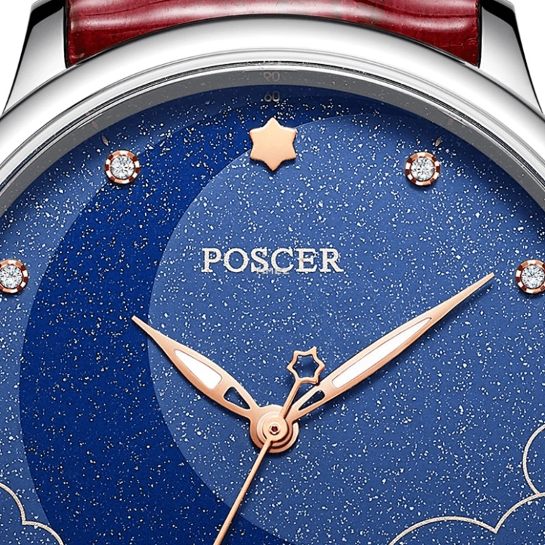 POSCER,Only 32mm,32mm,Stainless Steel,Blue,Quartz,Sapphire,Glass,Round,P,P.8283L.WEU