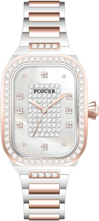 POSCER,Coronet 27.50x21.50mm,27.50x21.50mm,Stainless Steel,Silver,Quartz,Sapphire,Glass,Rectangular,P,P.8319L.RRW