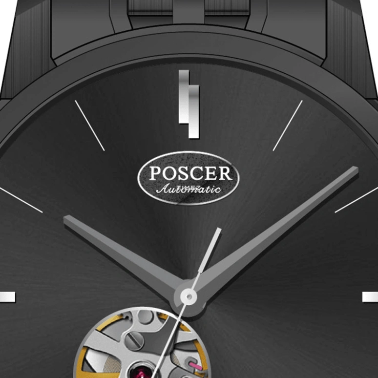 POSCER,Coorong 41.50mm,41.50mm,Stainless Steel,Black,Automatic,Sapphire,Round,P,P.6166M.BBB