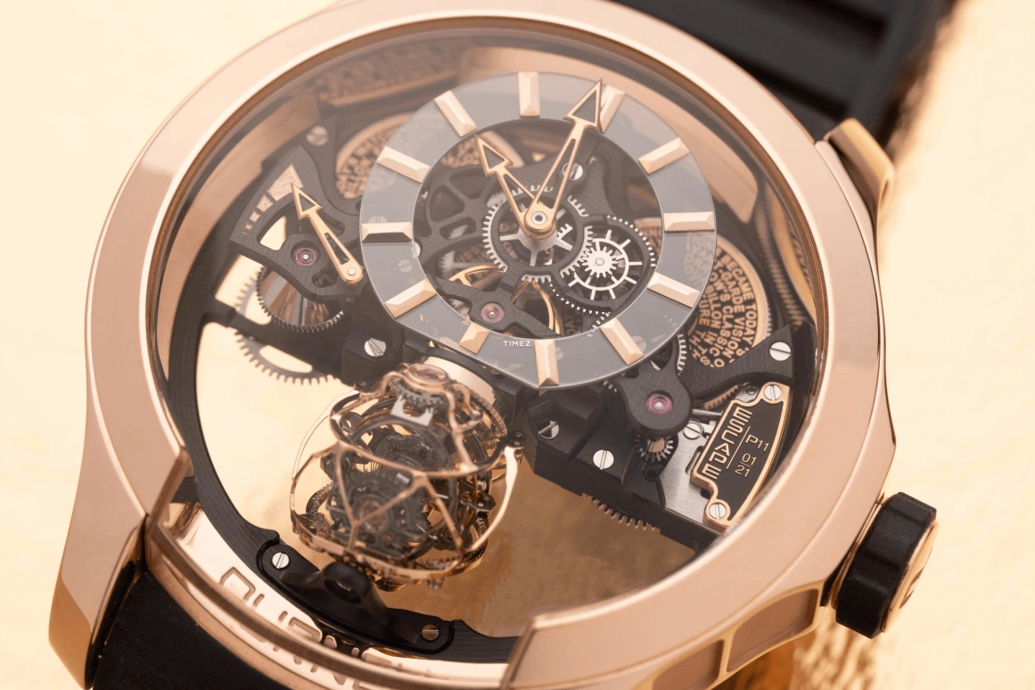 PURNELL,Escape Primo 48mm,48mm,Rose Gold,Skeleton,Handwound,Power Reserve Indicator,Tourbillon,P11RGRG