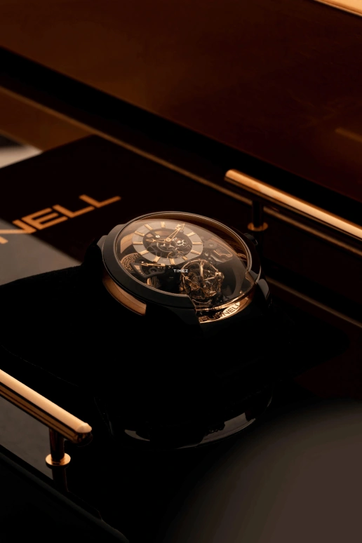 PURNELL,Escape Primo 48mm,48mm,Rose Gold,Black Gold,Skeleton,Handwound,Power Reserve Indicator,Tourbillon,P11RGBG