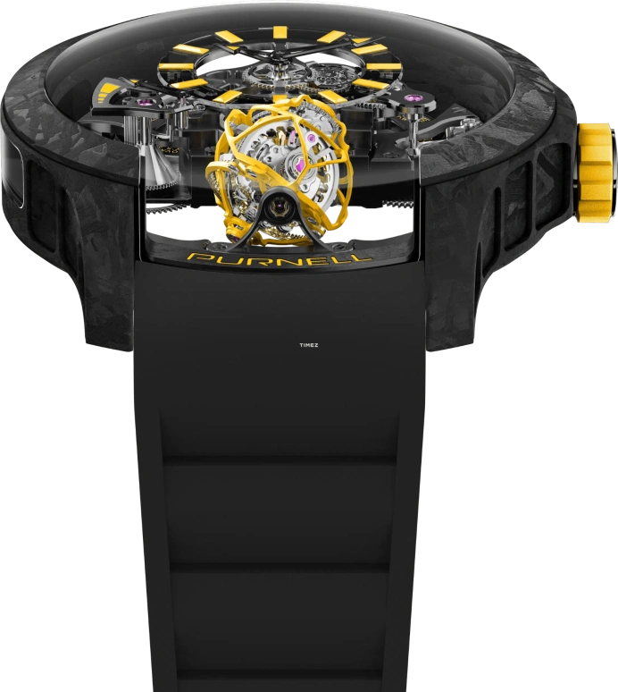 PURNELL,Escape Primo 48mm,48mm,Carbon,Skeleton,Handwound,Power Reserve Indicator,Tourbillon,P11YWCB