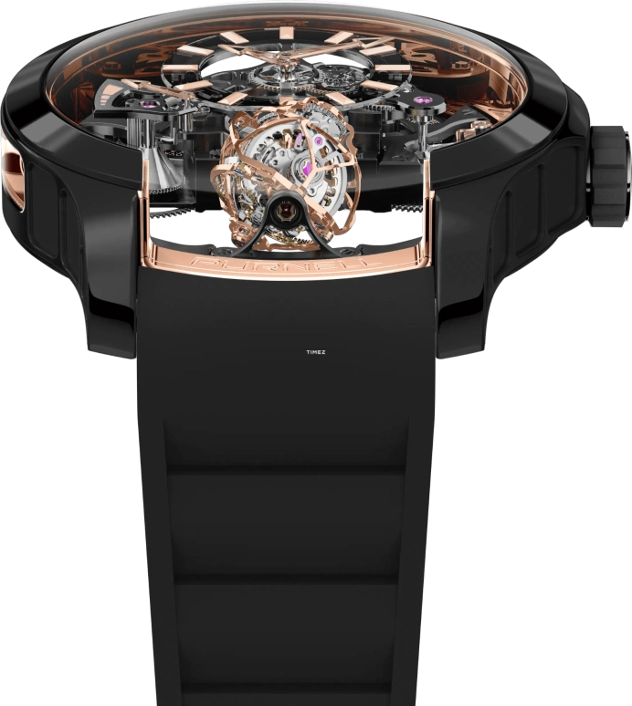 PURNELL,Escape Primo 48mm,48mm,Rose Gold,Black Gold,Skeleton,Handwound,Power Reserve Indicator,Tourbillon,P11RGBG