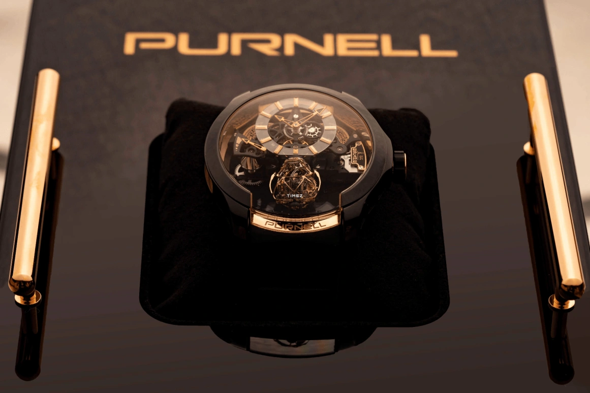 PURNELL,Escape Primo 48mm,48mm,Rose Gold,Black Gold,Skeleton,Handwound,Power Reserve Indicator,Tourbillon,P11RGBG