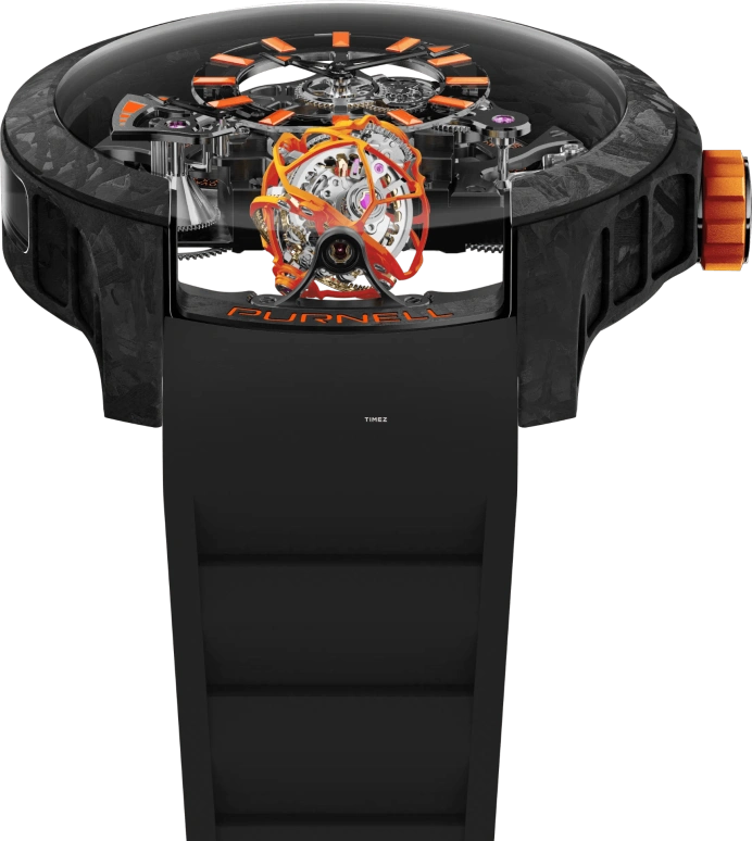 PURNELL,Escape Primo 48mm,48mm,Carbon,Skeleton,Handwound,Power Reserve Indicator,Tourbillon,P11OECB