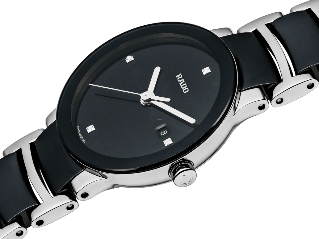 Rado,Centrix 28mm,28mm,Stainless Steel,Black,Quartz,Day,In-house Caliber,R30935712