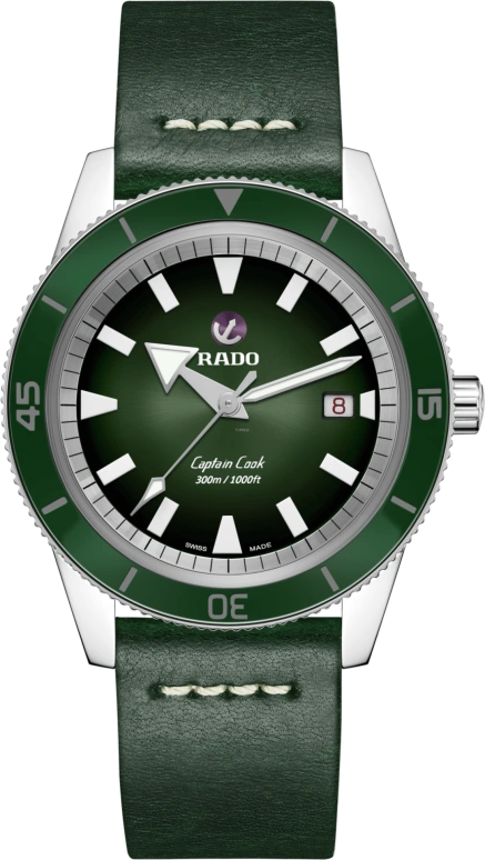 Rado,Captain Cook 42mm,42mm,Stainless Steel,Green,Automatic,Day,In-house Caliber,R32105319