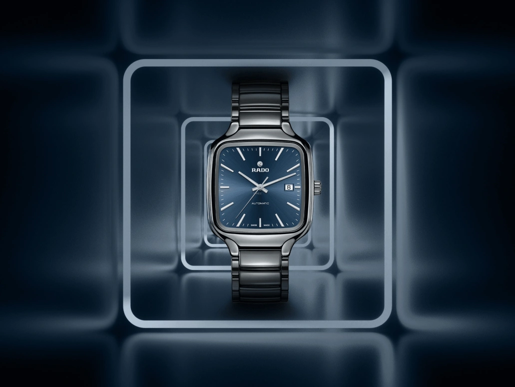 Rado,True Square 38x44.20mm,38x44.20mm,Ceramic,Blue,Automatic,Day,80hours,R27077202