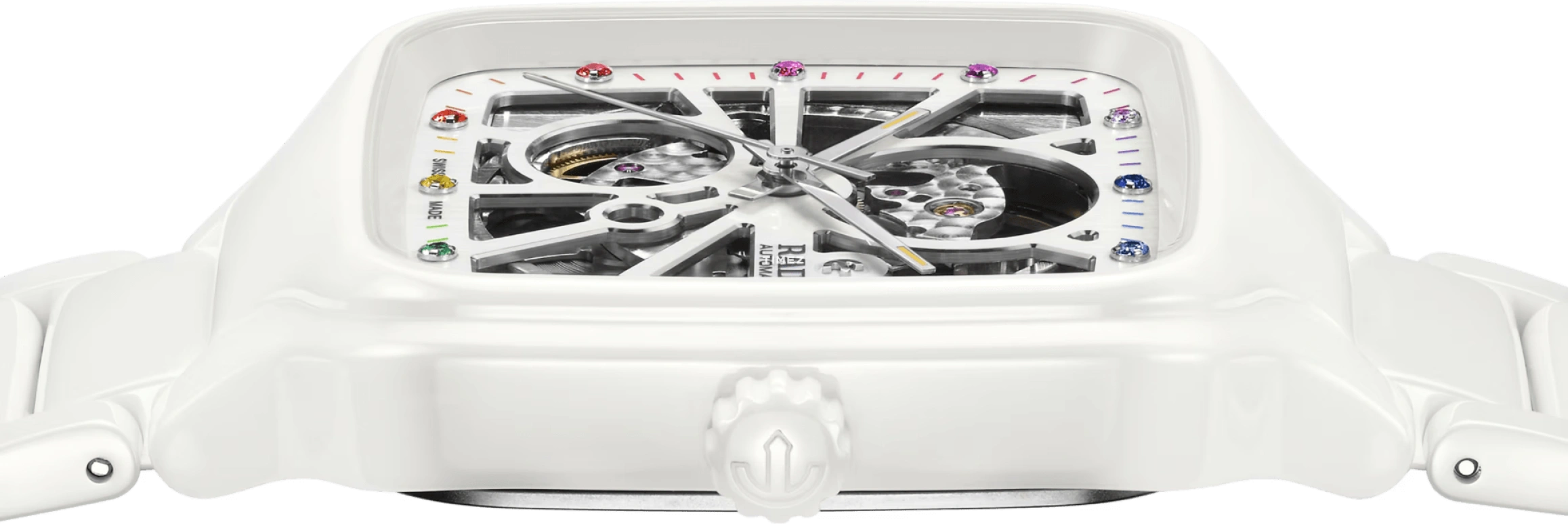Rado,True Square 38mm,38mm,Ceramic,White,Automatic,In-house Caliber,Sapphire,Crystal Glass,R27073712