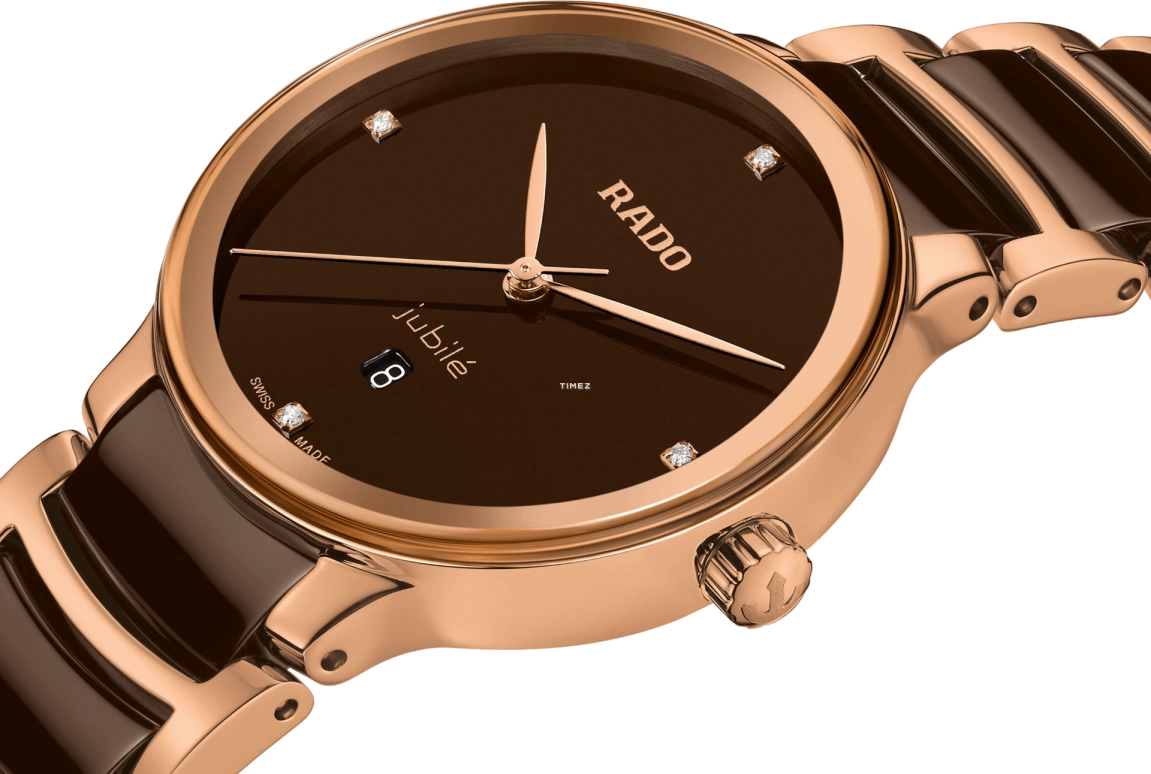 Rado,Centrix 30.50mm,30.50mm,Stainless Steel,Brown,Coffee,Quartz,Day,In-house Caliber,R30024712