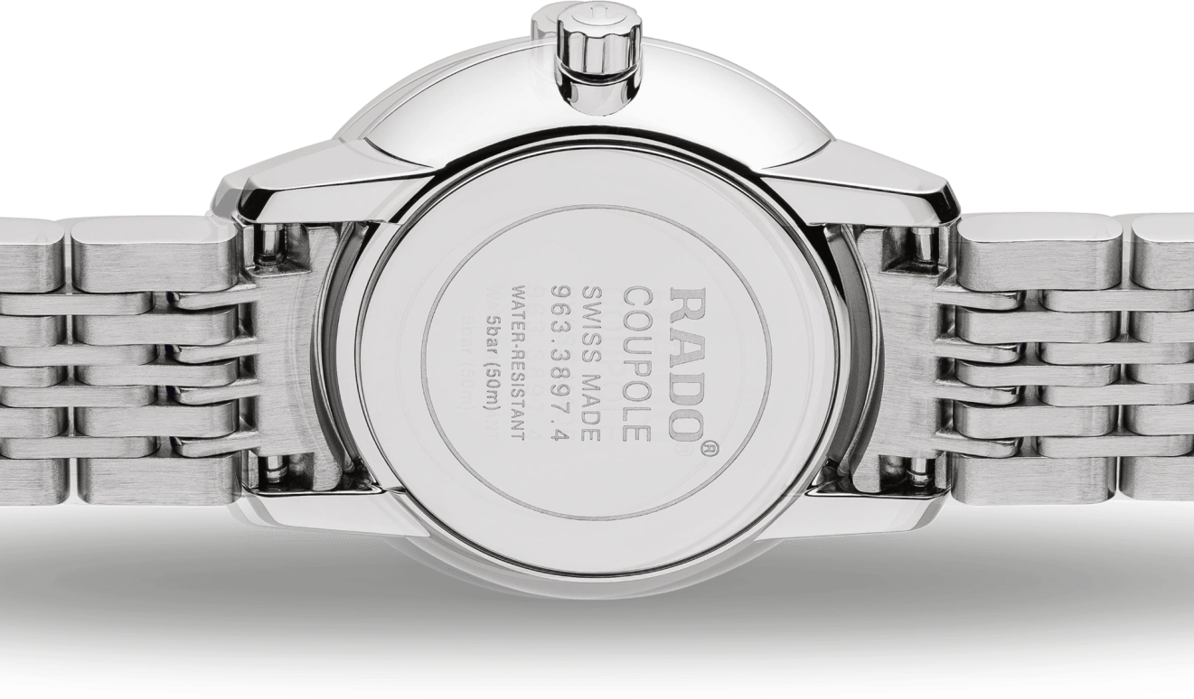 Rado,Coupole 27mm,27mm,Stainless Steel,White,Quartz,In-house Caliber,Sapphire,Crystal Glass,R22897943