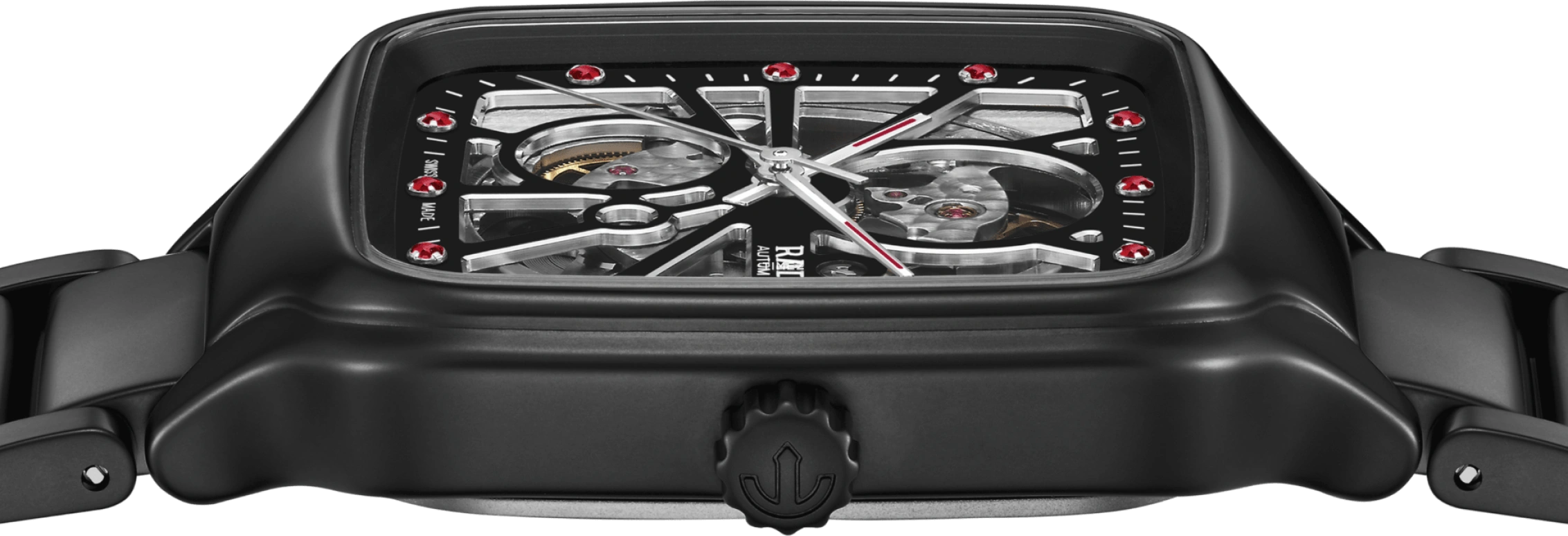 Rado,True Square 38mm,38mm,Ceramic,Black,Silver,Automatic,In-house Caliber,Sapphire,Crystal Glass,R27174712