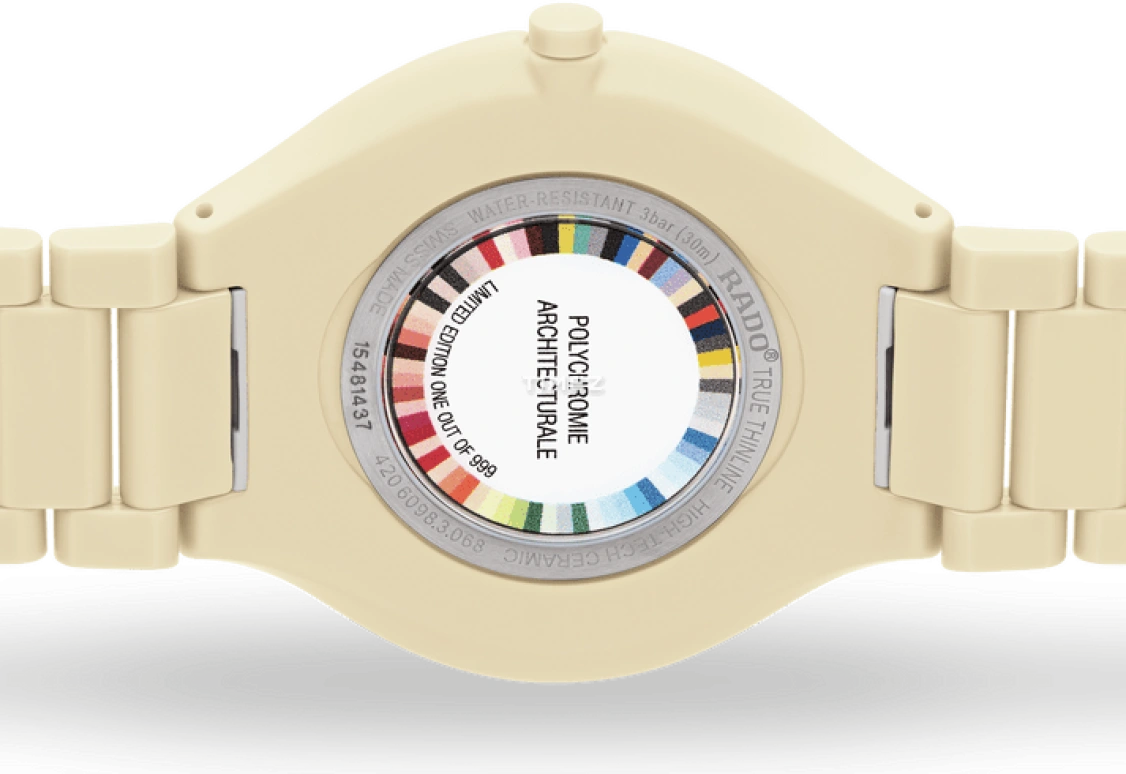 Rado,True Thinline 39mm,39mm,Ceramic,Cream white,Quartz,In-house Caliber,Sapphire,Crystal Glass,R27090602