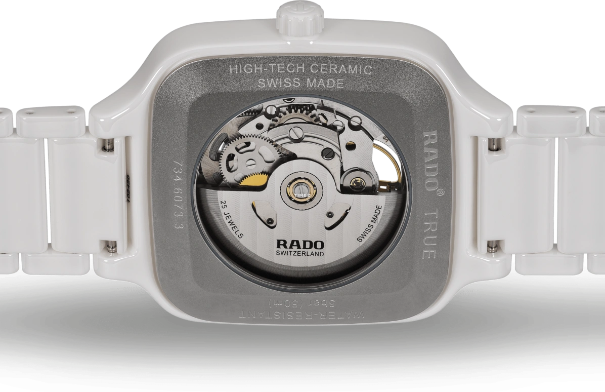 Rado,True Square 38mm,38mm,Ceramic,White,Skeleton,Automatic,80hours,In-house Caliber,R27073702