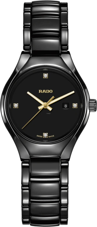 Rado,True Round 30mm,30mm,Ceramic,Black,Quartz,Day,In-house Caliber,R27059712