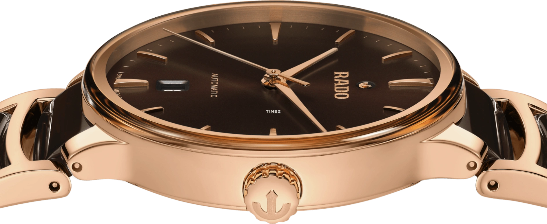 Rado,Centrix 39.50mm,39.50mm,Stainless Steel,Brown,Automatic,Day,Sapphire,Crystal Glass,R30017302