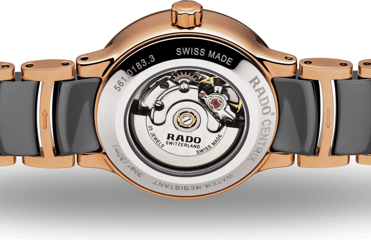 Rado,Centrix 28mm,28mm,Stainless Steel,Ceramic,Silver White,Automatic,Day,38hours,R30183762