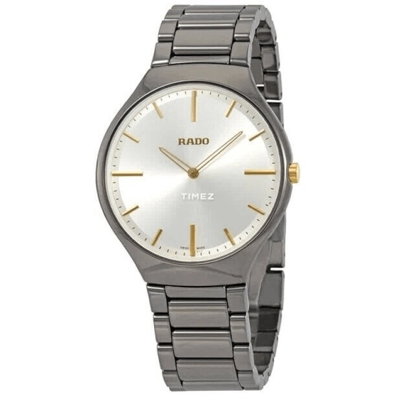 Rado,True Thinline 39mm,39mm,Ceramic,Silver,Gold,Quartz,Round,Silver,R27955112