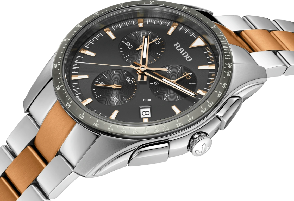 Rado,HyperChrome 44.90mm,44.90mm,Stainless Steel,Black,Grey,Quartz,Day,Sapphire,Crystal Glass,R32259173