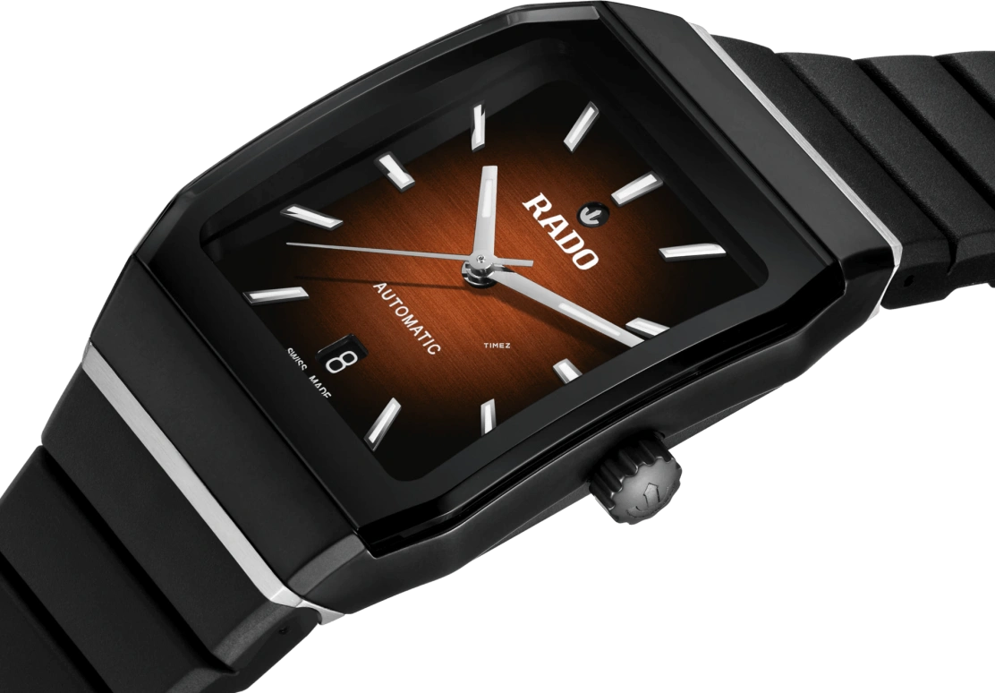 Rado,Anatom 32.50mm,32.50mm,Stainless Steel,Black,Orange,Automatic,Day,72hours,R10202309