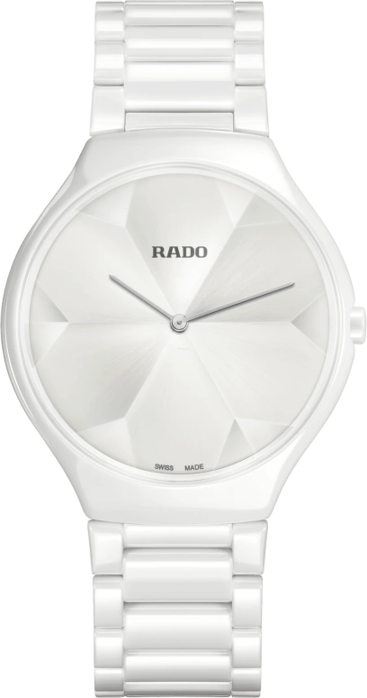 Rado,True Thinline 39mm,39mm,Ceramic,White,Quartz,In-house Caliber,Sapphire,Crystal Glass,R27007032