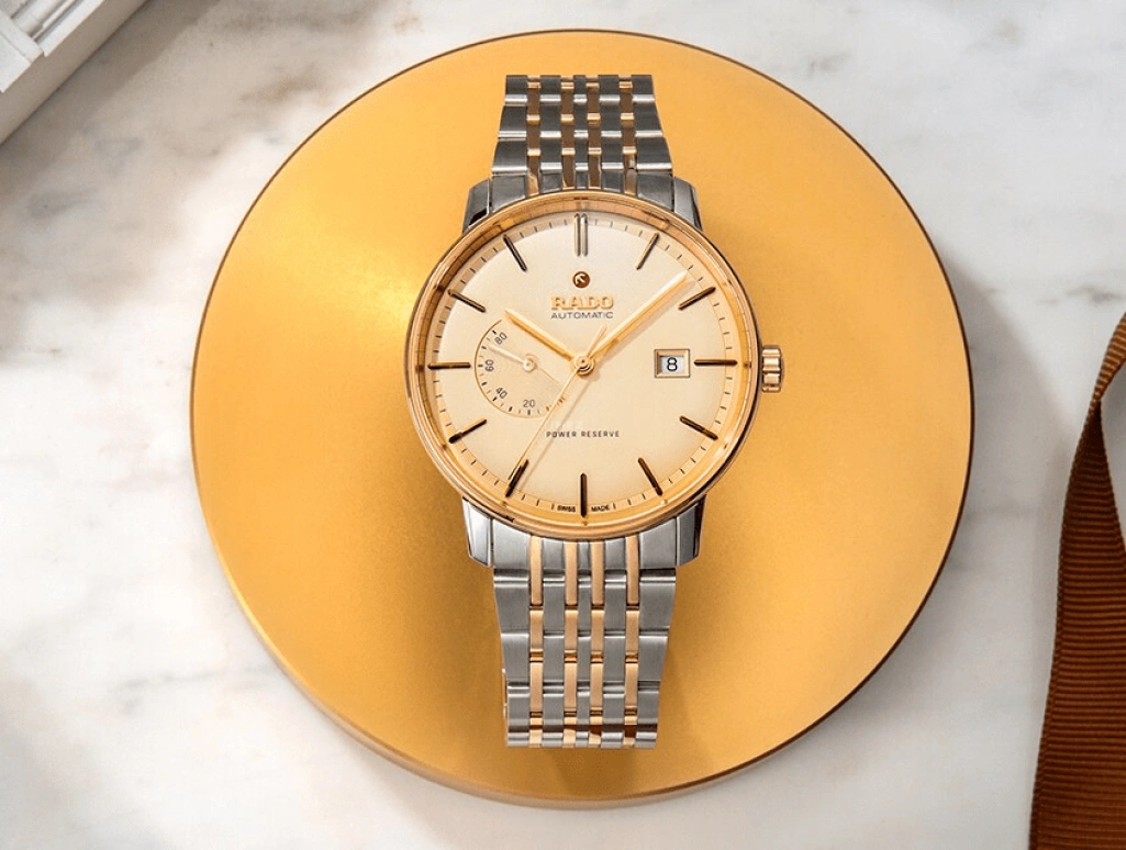 Rado,Coupole 41mm,41mm,Stainless Steel,Gold,Automatic,Day,Power Reserve Indicator,R22878313