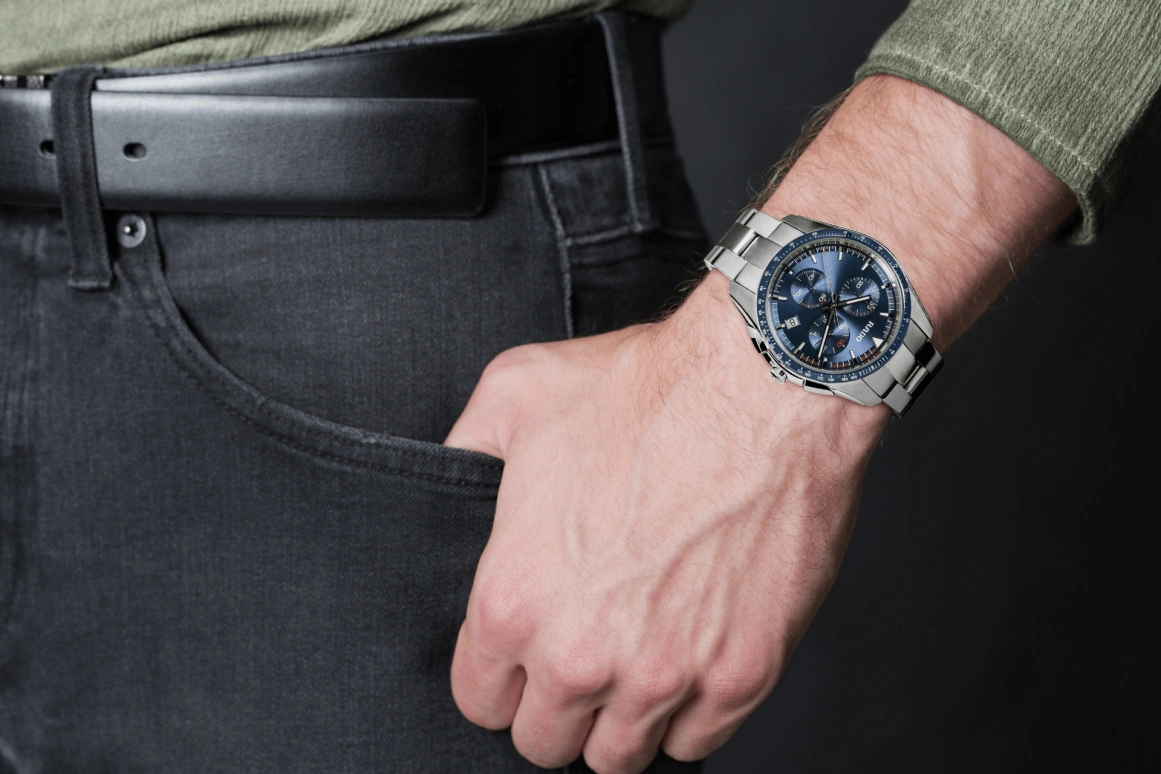 Rado,HyperChrome 44.90mm,44.90mm,Stainless Steel,Ceramic,Blue,Quartz,Chronograph,Day,R32259203