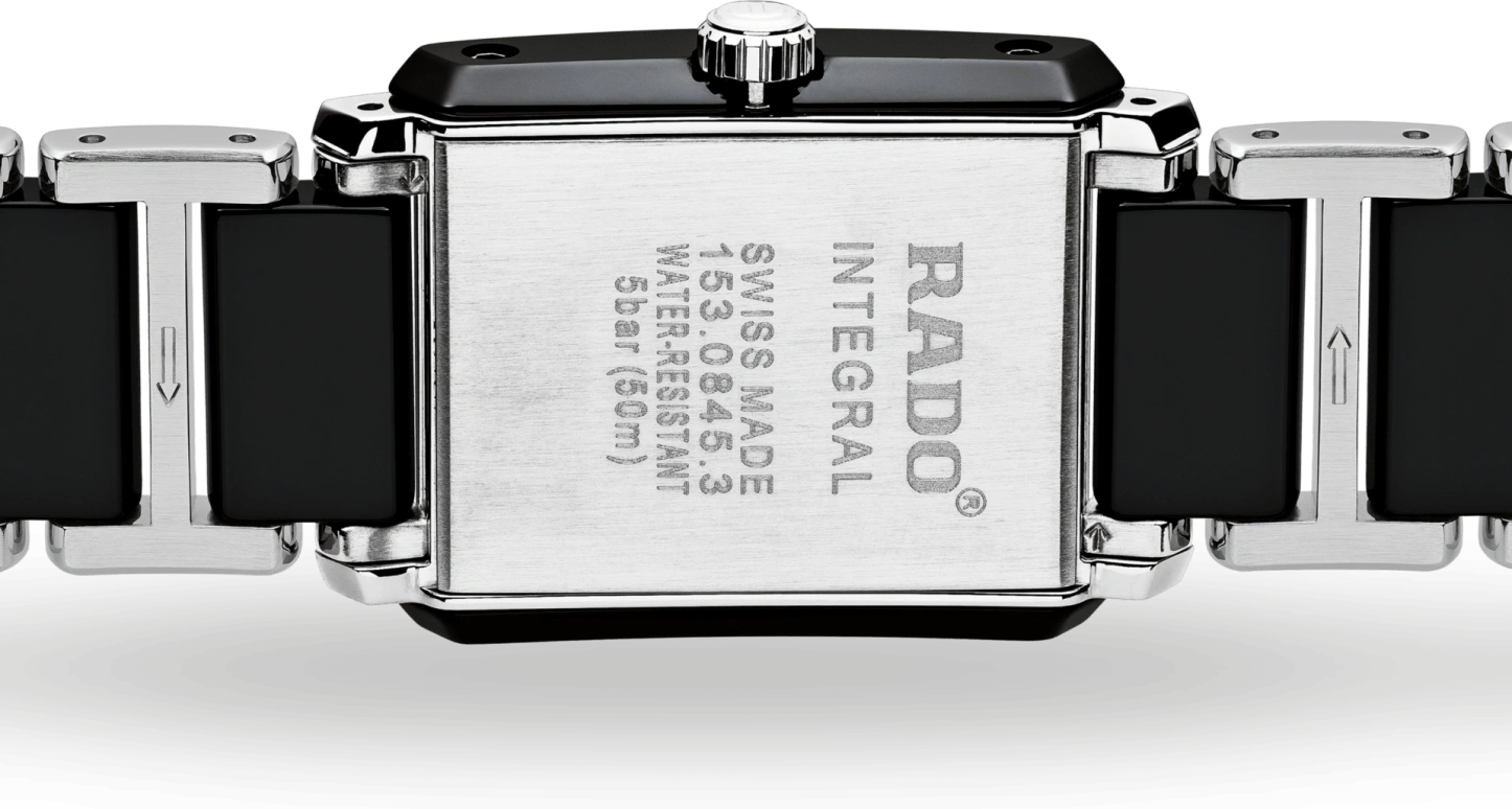 Rado,Integral 22.70x33.10mm,22.70x33.10mm,Stainless Steel,Ceramic,Black,Quartz,In-house Caliber,Sapphire,Crystal Glass,R20613712