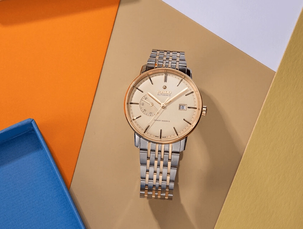 Rado,Coupole 41mm,41mm,Stainless Steel,Gold,Automatic,Day,Power Reserve Indicator,R22878313