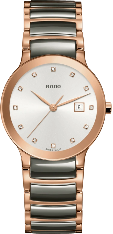 Rado,Centrix 28mm,28mm,Stainless Steel,White,Quartz,Day,In-house Caliber,R30555762
